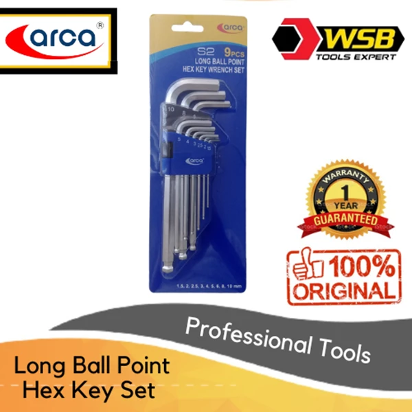 9 Pcs Kunci L Bintang Panjang Anti Slip ARCA