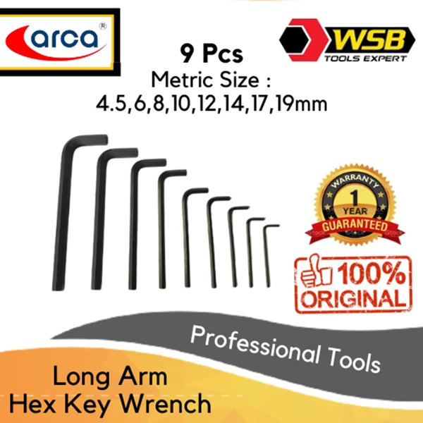 ARCA 9 Pcs Kunci L Panjang Set 4.5 - 19mm
