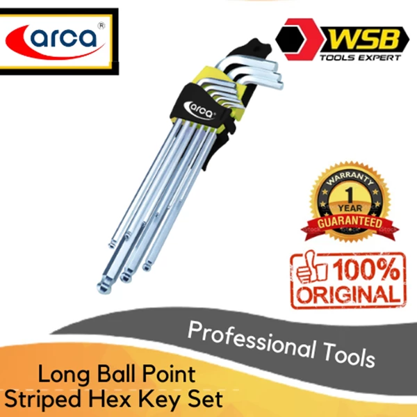 9 Pcs Kunci L Stripped Hex Key Ekstra Panjang ARCA