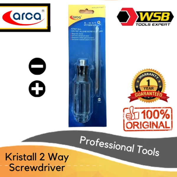 Obeng 2 Mata ARCA PH2 (Mata Obeng 6mmX4" + Minus / Pipih)